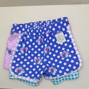 Blue Polka Dot Floral Shorts with built in bloomers size 6